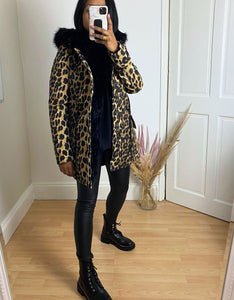 Leopard Print Padded Coat