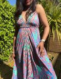 Lucia Sequin Strappy Silk Summer Maxi Dress