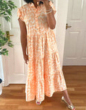 Peach Printed Midi Dress