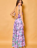 Sofia Silk Summer Maxi Dress Lilac