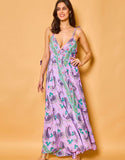 Sofia Silk Summer Maxi Dress Lilac