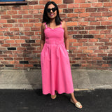 Pink Poplin Dress with Pockets