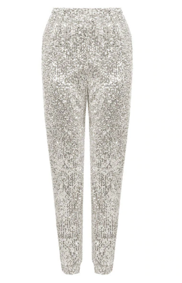 Silver Sequin Joggers Fully Lined