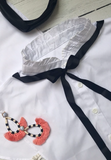 Faux Collar Pie Crust with Black Ribbon Tie