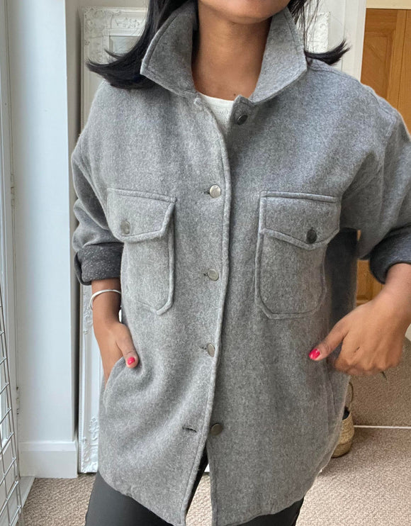 Pippa Soft Cosy Shacket in Charcoal