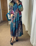 Maddie Star Print Midi Dress With Pockets