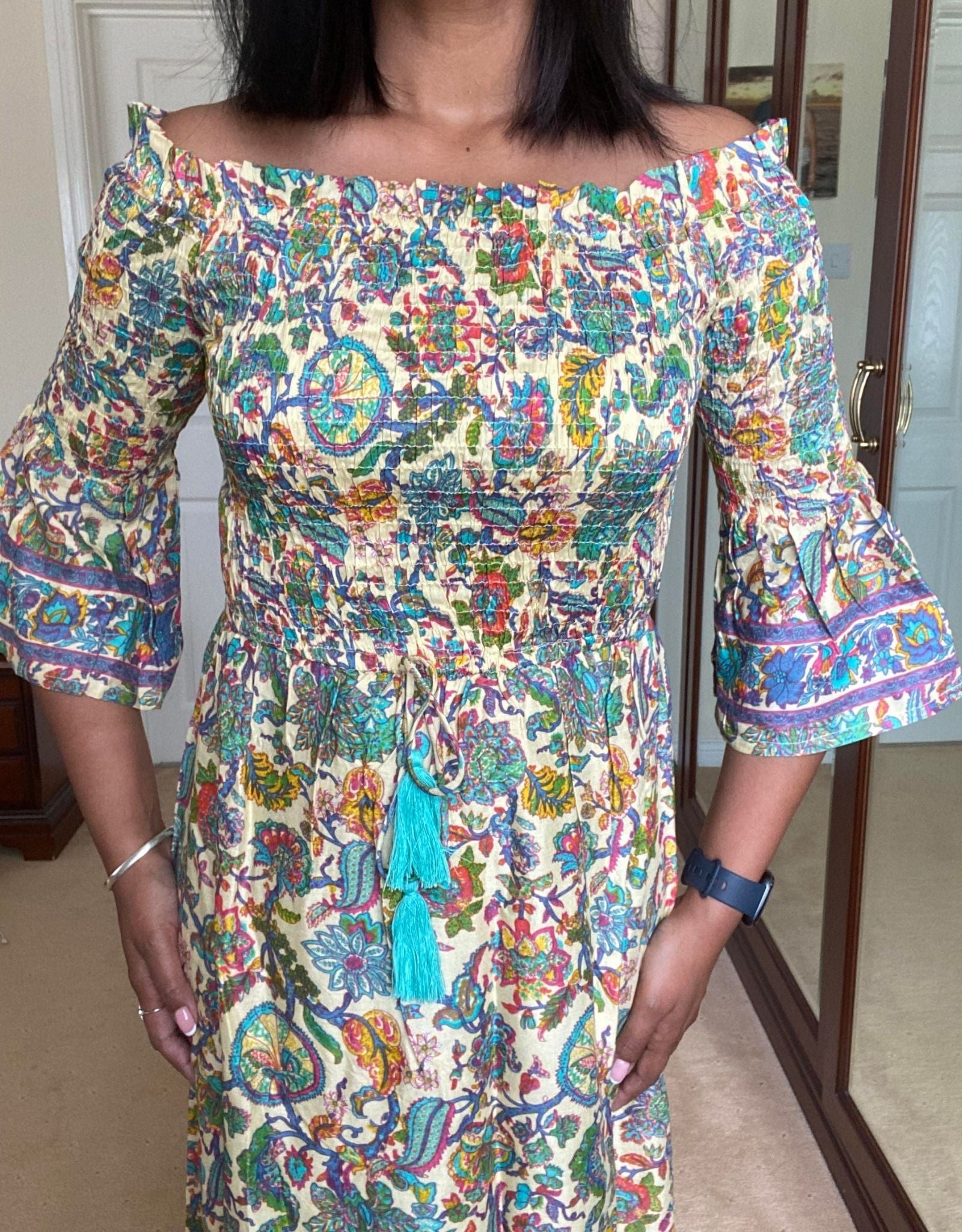 Maya Off Shoulder Shirred Maxi Dress Mimi s Edit