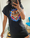 Sienna Black Tiger Print T Shirt Dress