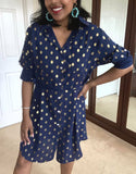 Kira Gold Print Short Shirt Dress