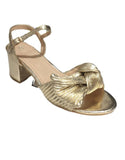 Gloria Gold Sandal with Block Heel and Buckle