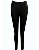 Leather Look High Waist Leggings with Mock Pocket