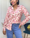 Pink Leopard Print Blouse