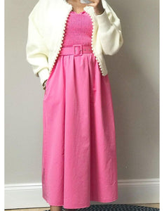 Pink Poplin Dress with Pockets