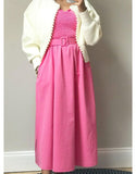 Pink Poplin Dress with Pockets