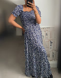 Lorna Shirred Maxi Dress with Square Neckline