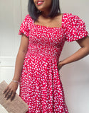 Lorna Shirred Maxi Dress with Square Neckline
