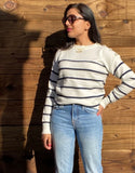 Striped Jumper with Crystal Buttons