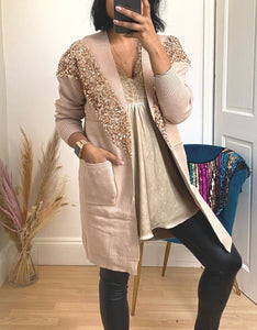 Supersoft Sequin Longline Open Cardigan