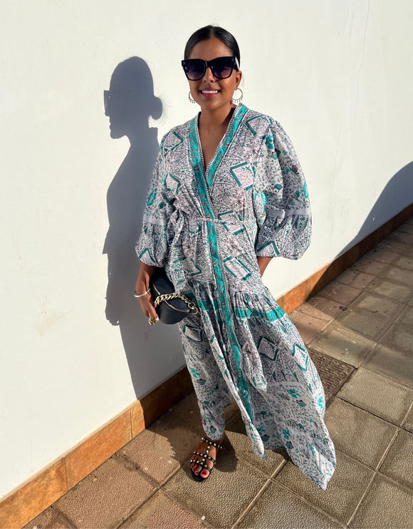 Monaco Maxi Length Kimono Dress Two in One