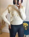 Hatty Knitted Top With Lace Finishing