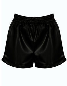 Vegan Leather Look Sporty Shorts