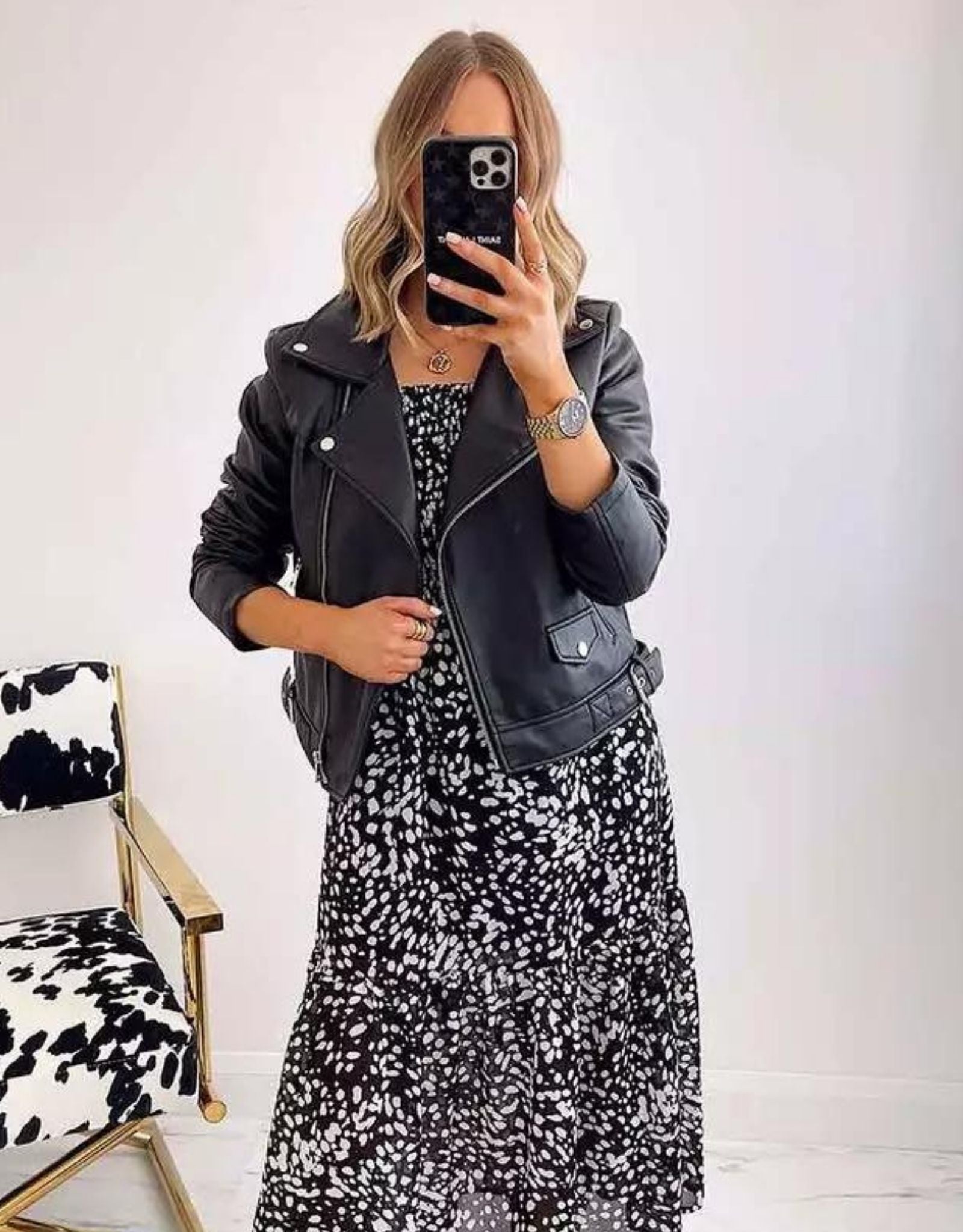 Leather look biker jacket on sale