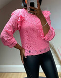 Lace Top With Frill Shoulders