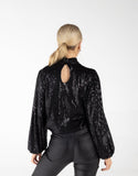 Sia Sequin High Neck Top with Long Sleeves