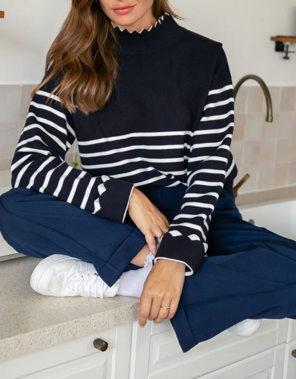Marina Stripe Sweater Navy