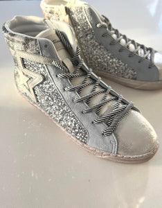 Superstar Silver Glitter High Top Sneakers