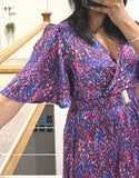 Maggie Maxi Dress with Belt - Blues