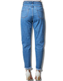 High Waist Tapered Blue Jeans