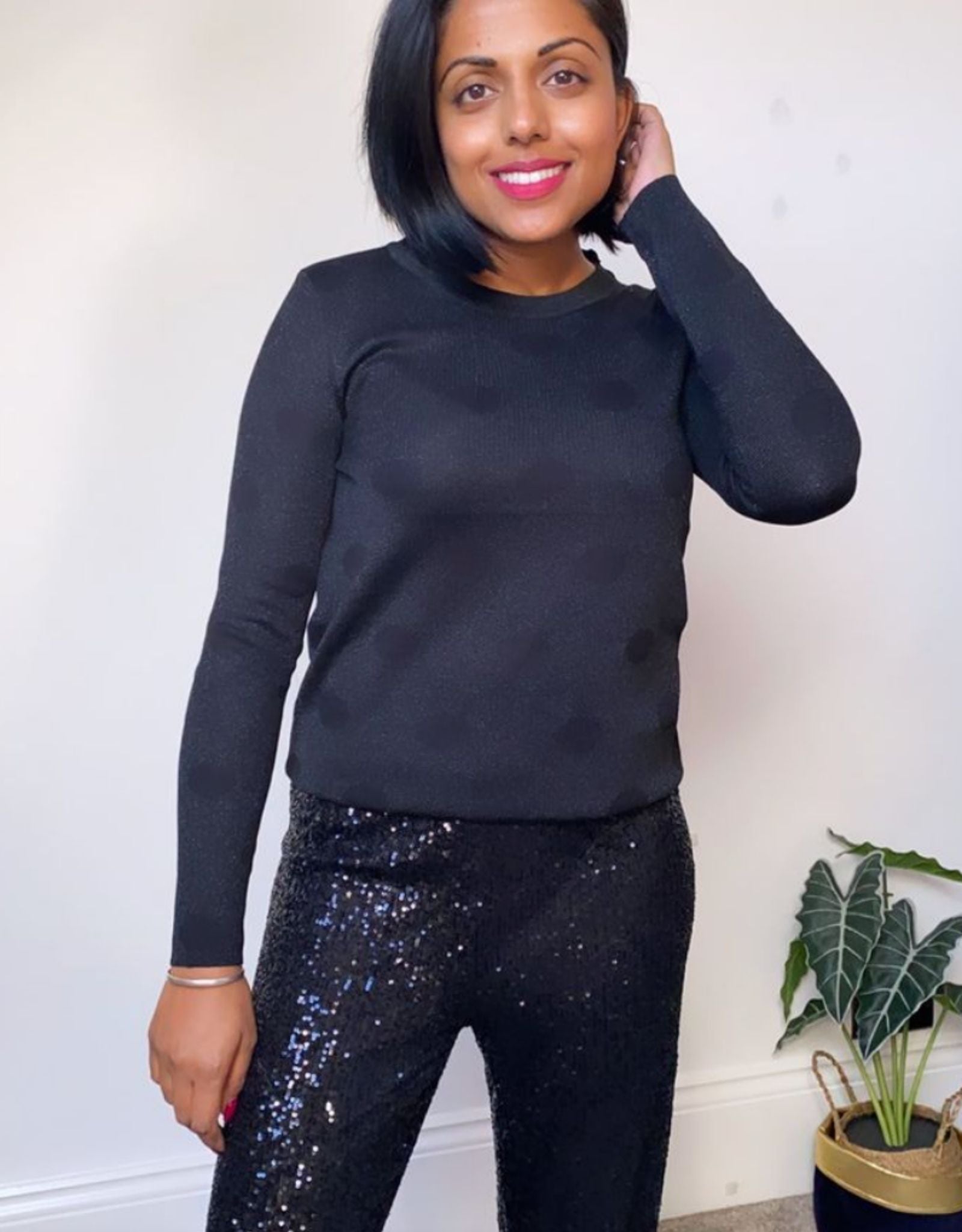 Lurex sparkle jumper with spots Mimi s Edit