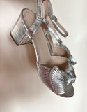 Gloria Silver Sandal with Block heel and Buckle