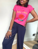 Hot pink Rock and Roll T shirt