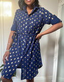 Kira Gold Print Short Shirt Dress
