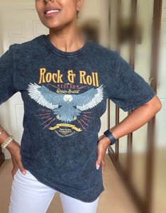 Rock and Roll Acid Wash T Shirt