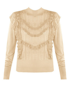 Hatty Knitted Top With Lace Finishing