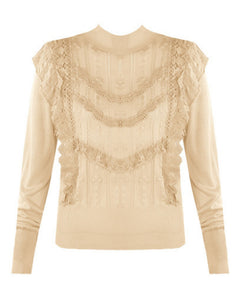 Hatty Knitted Top With Lace Finishing