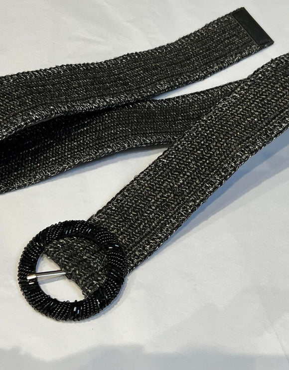 Stretchy Woven Waistband With Beaded Buckle