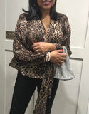 Aline Structured Leopard Print Blouse size 8/10