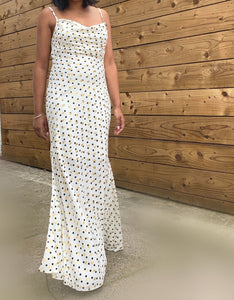 White And Gold Polka Dot Maxi Dress