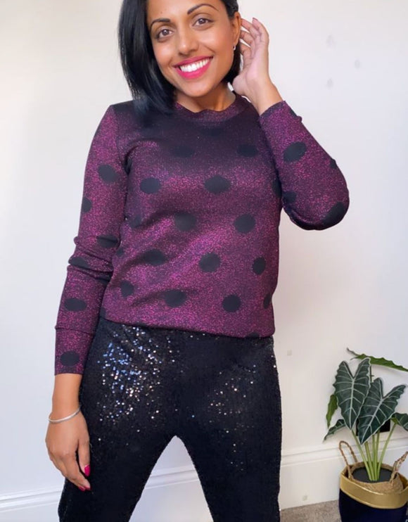 Lurex sparkle jumper with spots