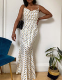 White And Gold Polka Dot Maxi Dress