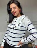 Striped Jumper with Crystal Buttons