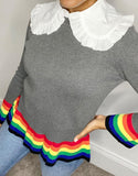 Rainbow trim jumper - colours available