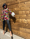 Star Print Silky Oversized Shirt