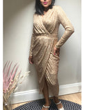 Orelia Sequin Midi Dress with wrap look front