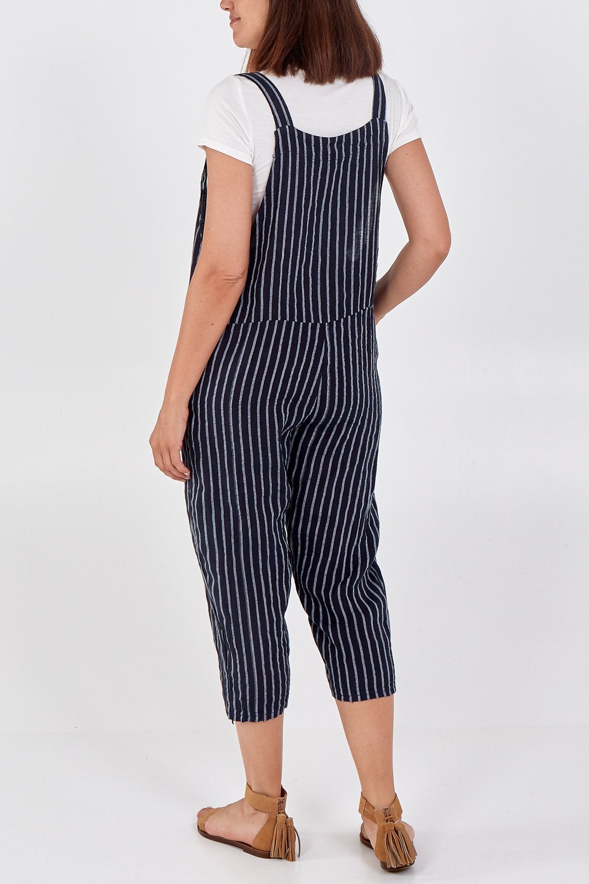 Linen Dungarees With Pinstripe and Pockets Mimi s Edit