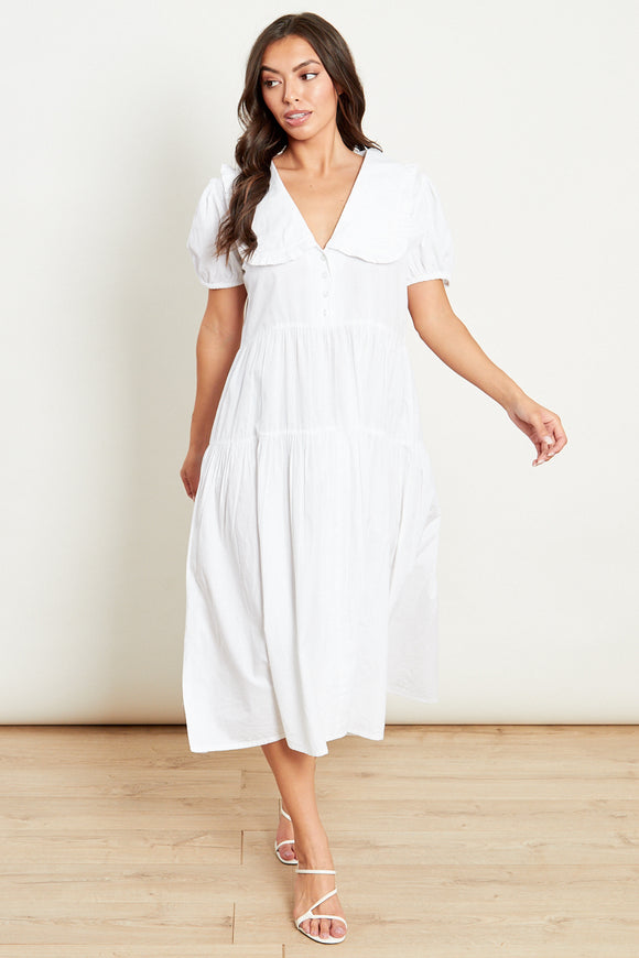 Milly white cotton dress with collar